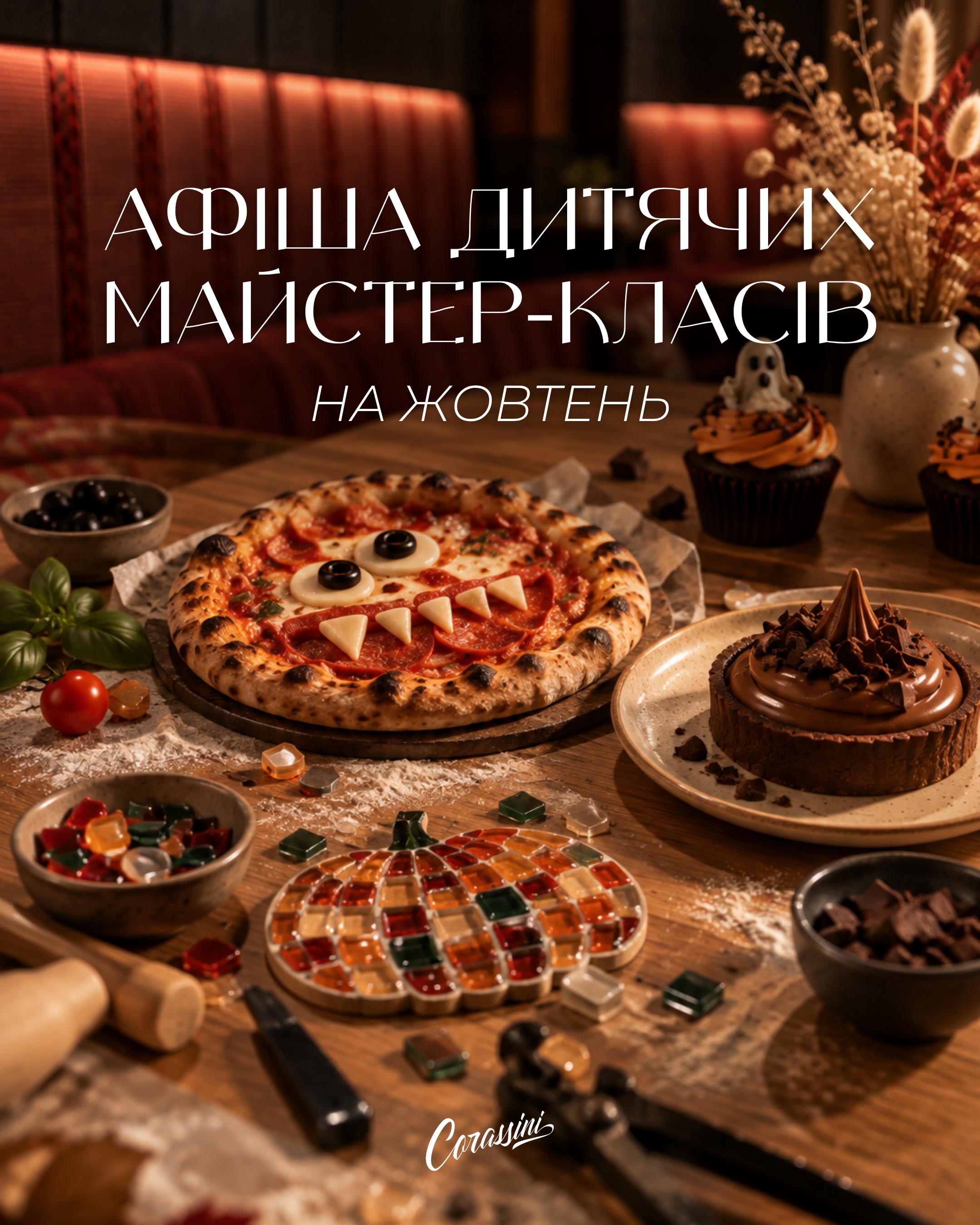 Дитячий майстер-клас «Гарбуз зі скляної мозаїки» у Corassini